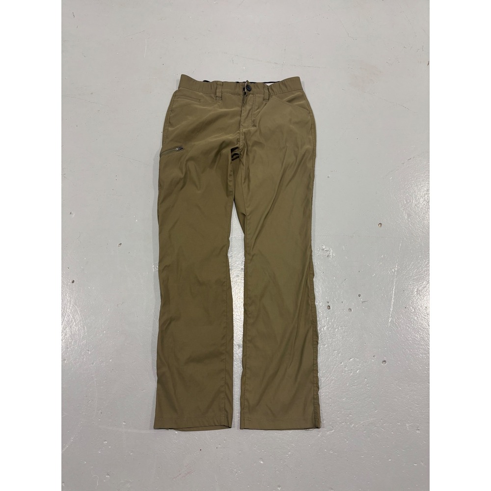 Orvis Mens Performance Hiking Travel Pants Khaki Brown 34x32 Zipper Pockets